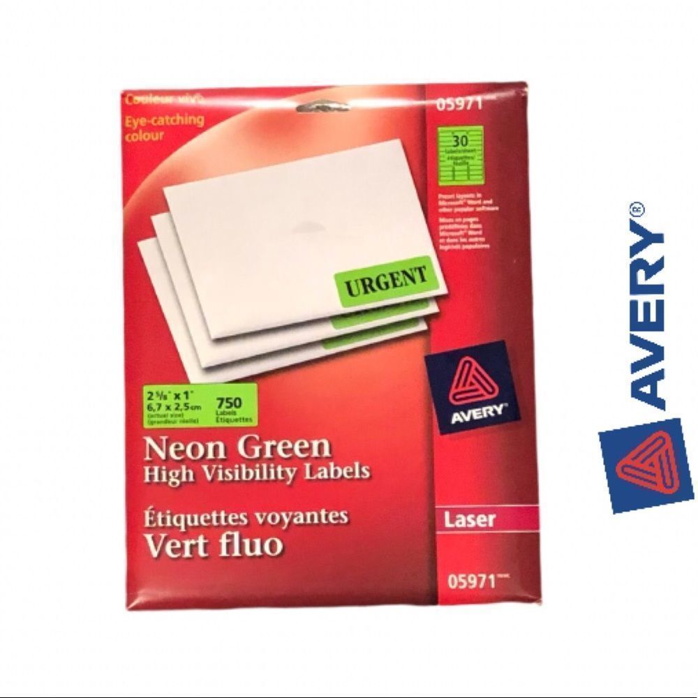 Avery Laser‎ Labels - Neon Green, 750/box, #05971, NWT, never used